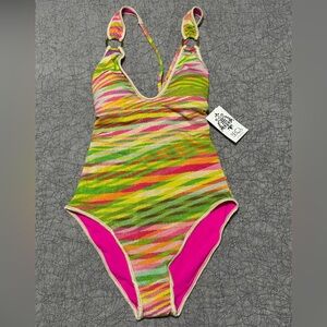 NEW Becca Multicolor Awaken One Piece Swimsuit Retro